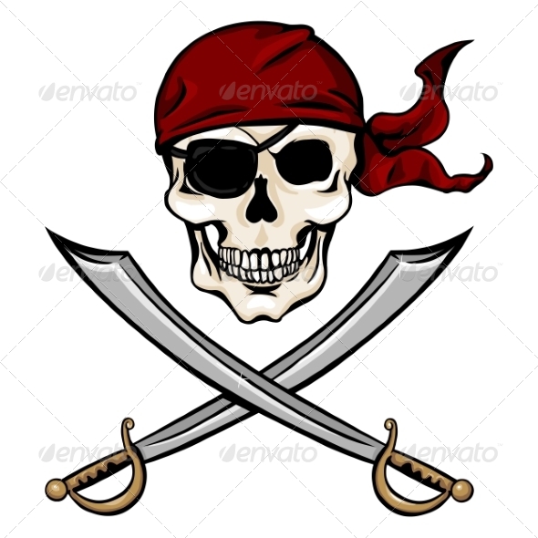 GraphicRiver Vector Single Cartoon Pirate Skull in Red Bandana 8678701 GraphicRiver Vector Single Cartoon Pirate Skull in Red Bandana 8678701