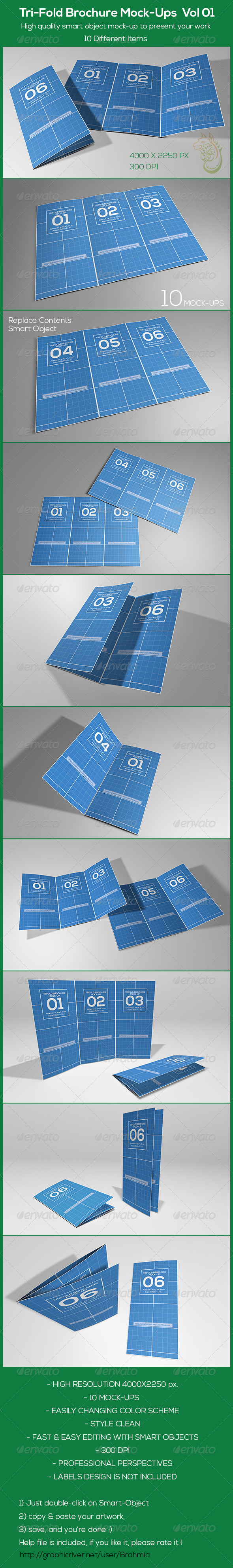 GraphicRiver Tri-Fold Brochure Mock-Ups Vol 01 8664712 GraphicRiver Tri-Fold Brochure Mock-Ups Vol 01 8664712