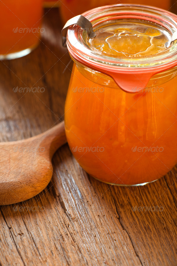 Homemade melon jam in a preserving jar