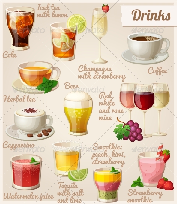 GraphicRiver Set of Food and Drink Icons 8686332 GraphicRiver Set of Food and Drink Icons 8686332