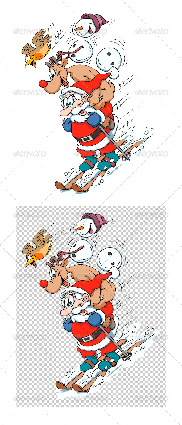 GraphicRiver Santa and Reindeer Having Fun 8687167 GraphicRiver Santa and Reindeer Having Fun 8687167