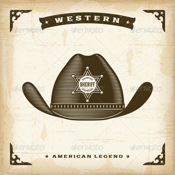 GraphicRiver Vintage Western Sheriff Hat 8689543 GraphicRiver Vintage Western Sheriff Hat 8689543