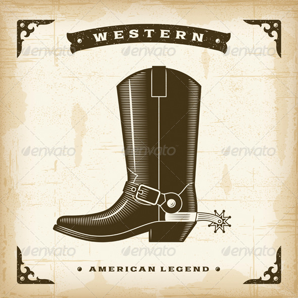 GraphicRiver Vintage Western Cowboy Boot 8689675 GraphicRiver Vintage Western Cowboy Boot 8689675
