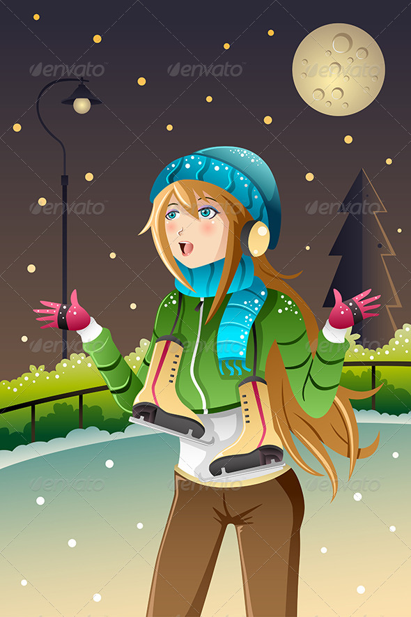 GraphicRiver Girl Ice Skating 8694720 GraphicRiver Girl Ice Skating 8694720