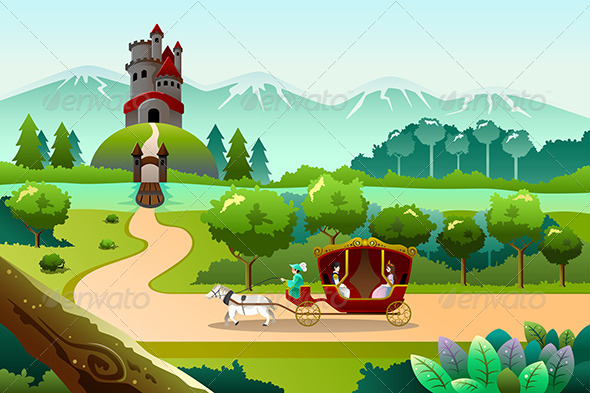 GraphicRiver Prince and Princess Riding a Wagon 8694737 GraphicRiver Prince and Princess Riding a Wagon 8694737