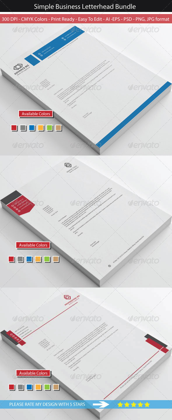 GraphicRiver Clean Simple Business Letterhead Bundle 8695502 GraphicRiver Clean Simple Business Letterhead Bundle 8695502