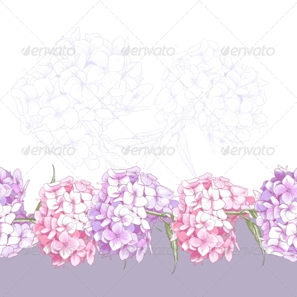 GraphicRiver Beautiful Pink Hydrangea Seamless Floral Border 8696698 GraphicRiver Beautiful Pink Hydrangea Seamless Floral Border 8696698