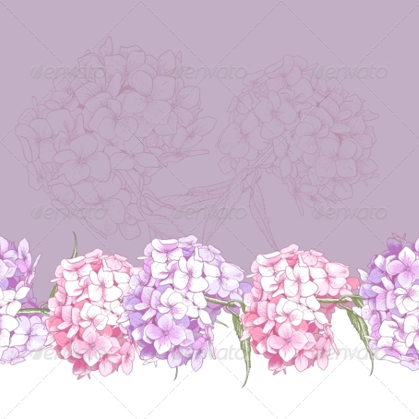 GraphicRiver Beautiful Pink Hydrangea Seamless Floral Border 8696707 GraphicRiver Beautiful Pink Hydrangea Seamless Floral Border 8696707