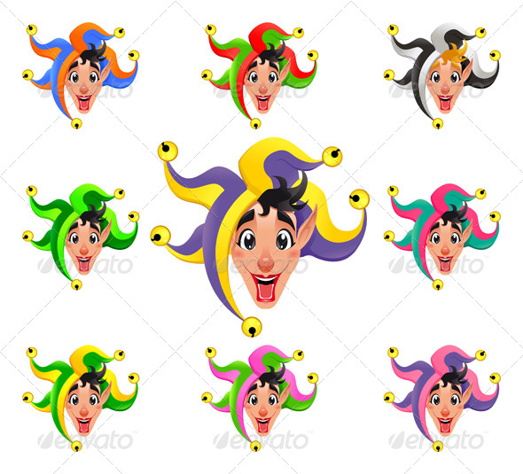 GraphicRiver Joker Faces in Different Colors 8696857 GraphicRiver Joker Faces in Different Colors 8696857