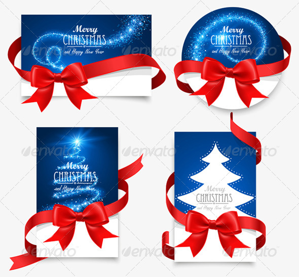 GraphicRiver Gift Cards with Red Bows 8626716 GraphicRiver Gift Cards with Red Bows 8626716