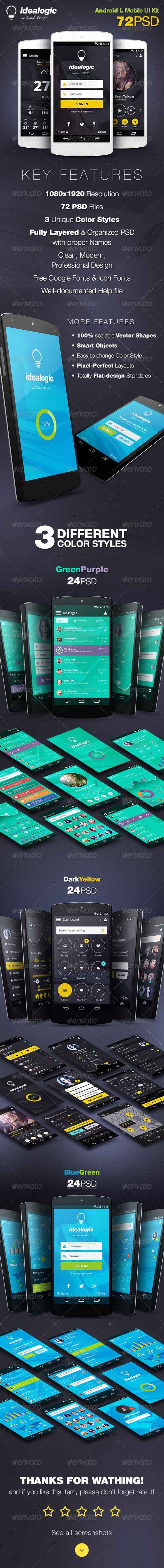 GraphicRiver Idealogic Android L Mobile UI Kit 8702740 GraphicRiver Idealogic Android L Mobile UI Kit 8702740
