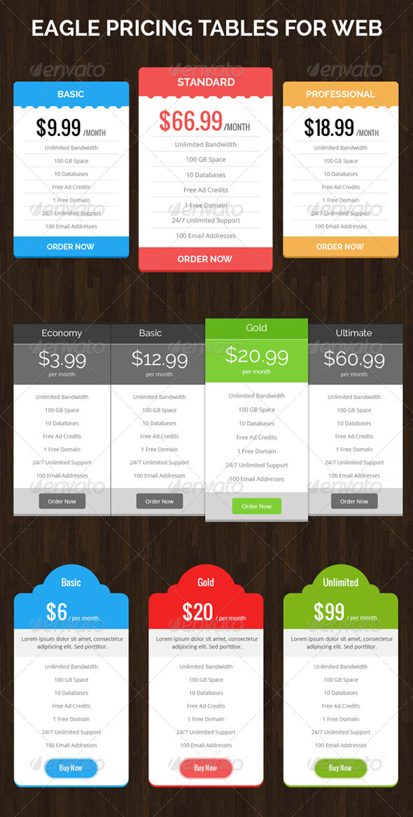 Eagle Pricing Tables for Web Design (Tables)