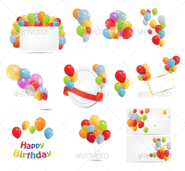 GraphicRiver Colored Balloons Set 8715520 GraphicRiver Colored Balloons Set 8715520