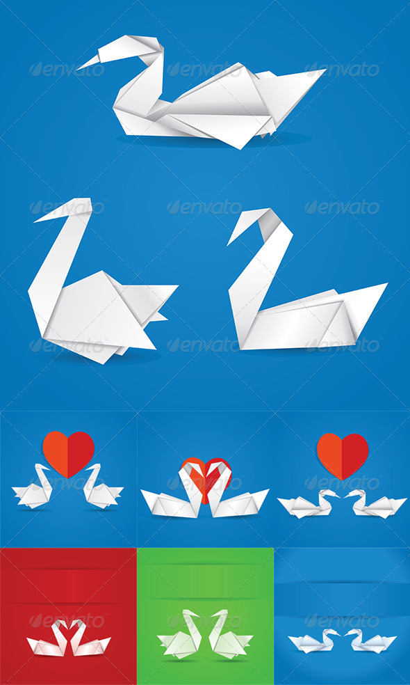 GraphicRiver Origami Swans 8717420 GraphicRiver Origami Swans 8717420