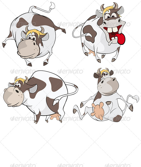GraphicRiver Set of Cows Cartoon 8717887 GraphicRiver Set of Cows Cartoon 8717887