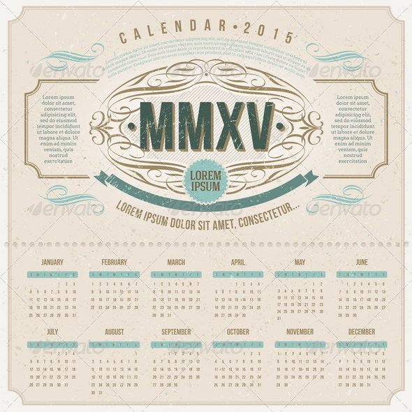 Ornate Vintage Calendar of 2015