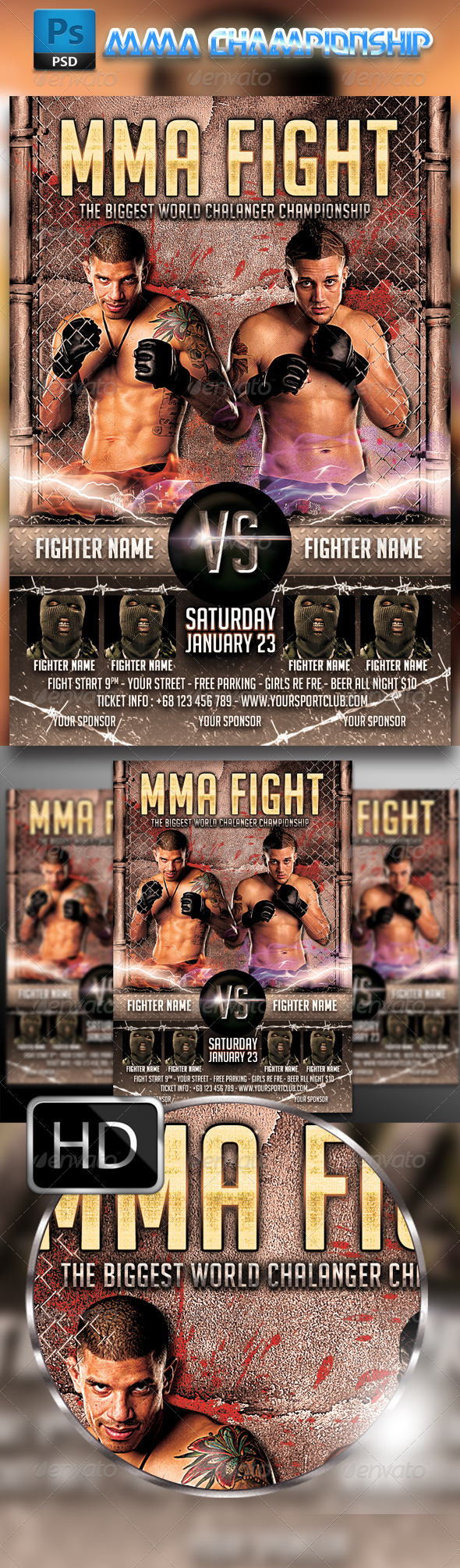 GraphicRiver MMA Fighting Flyer Template #2 8720250 GraphicRiver MMA Fighting Flyer Template #2 8720250