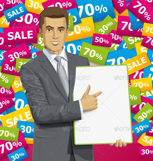 GraphicRiver Vector Businessman With Empty Write Board 8720892 GraphicRiver Vector Businessman With Empty Write Board 8720892