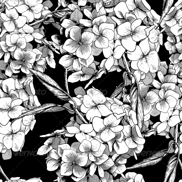 GraphicRiver Monochrome Seamless Background with Hydrangea 8722442 GraphicRiver Monochrome Seamless Background with Hydrangea 8722442