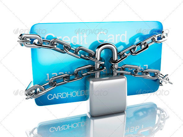 Credit Card and lock.safe banking concept on white background (Misc) Photo Download