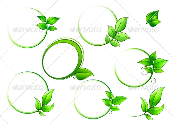 GraphicRiver Frames Set with Green Leaves 8724225 GraphicRiver Frames Set with Green Leaves 8724225