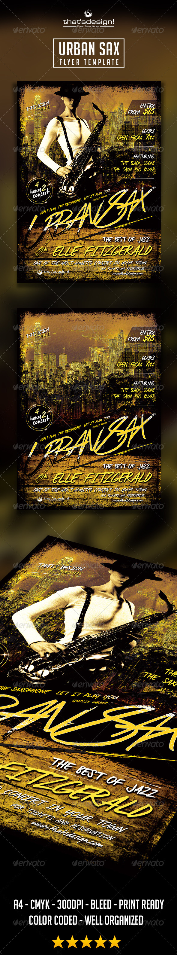 GraphicRiver Urban Sax Flyer Template 8724669 GraphicRiver Urban Sax Flyer Template 8724669