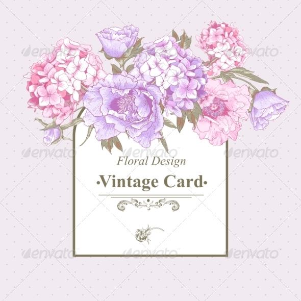 GraphicRiver Vintage Greeting Card with Hydrangea and Peonies 8724812 GraphicRiver Vintage Greeting Card with Hydrangea and Peonies 8724812