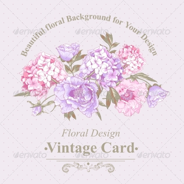 GraphicRiver Vintage Greeting Card with Hydrangea and Peonies 8724816 GraphicRiver Vintage Greeting Card with Hydrangea and Peonies 8724816