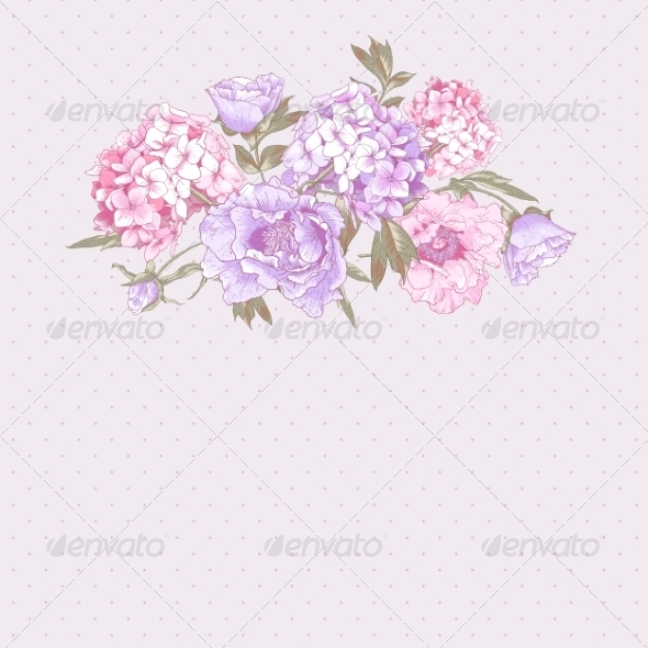 GraphicRiver Vintage Greeting Card with Hydrangea and Peonies 8724827 GraphicRiver Vintage Greeting Card with Hydrangea and Peonies 8724827