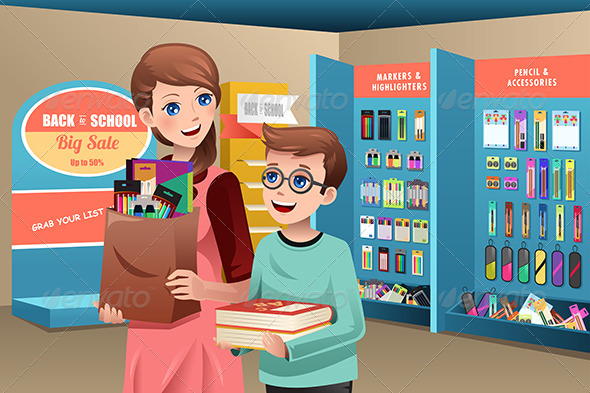 GraphicRiver Mother and Son Buying School Supplies 8724991 GraphicRiver Mother and Son Buying School Supplies 8724991