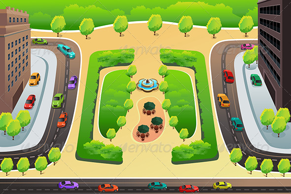 GraphicRiver View of a Highway and a Park from Above 8724996 GraphicRiver View of a Highway and a Park from Above 8724996