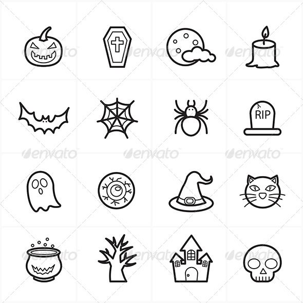 GraphicRiver Flat Line Icons For Halloween Icons 8726306 GraphicRiver Flat Line Icons For Halloween Icons 8726306