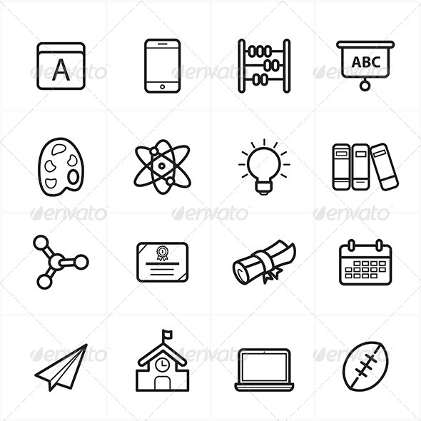 GraphicRiver Flat Line Icons For School Icons 8726426 GraphicRiver Flat Line Icons For School Icons 8726426