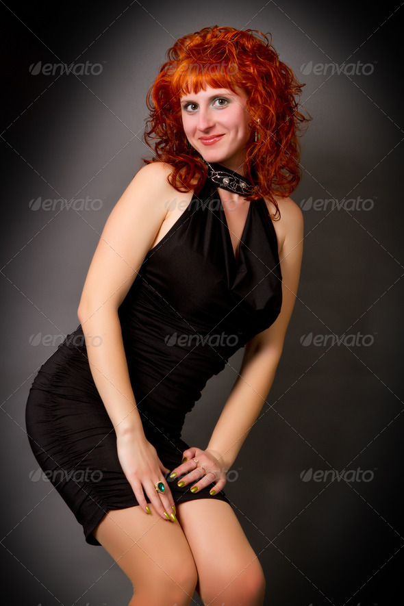 red-haired girl in a black dress (Misc) Photo Download