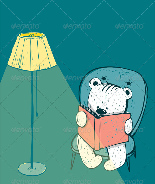 GraphicRiver Cartoon Baby Bear Reading a Book 8732826 GraphicRiver Cartoon Baby Bear Reading a Book 8732826