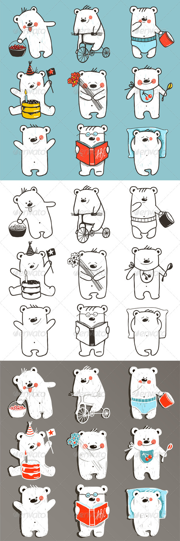 GraphicRiver Cartoon Baby Bears in Action Collection 8732832 GraphicRiver Cartoon Baby Bears in Action Collection 8732832