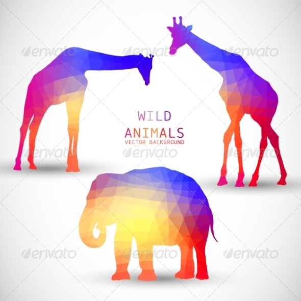 GraphicRiver Geometric Silhouettes Animals Elephant Giraffe 8736677 GraphicRiver Geometric Silhouettes Animals Elephant Giraffe 8736677