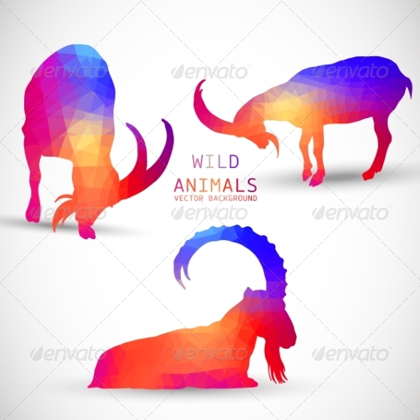 GraphicRiver Geometric Silhouettes of Animals Goat Ibexes 8736685 GraphicRiver Geometric Silhouettes of Animals Goat Ibexes 8736685