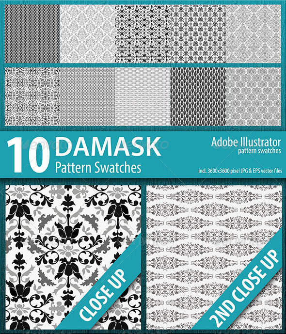GraphicRiver 10 Damask Flourish Pattern Swatches 8737166 GraphicRiver 10 Damask Flourish Pattern Swatches 8737166