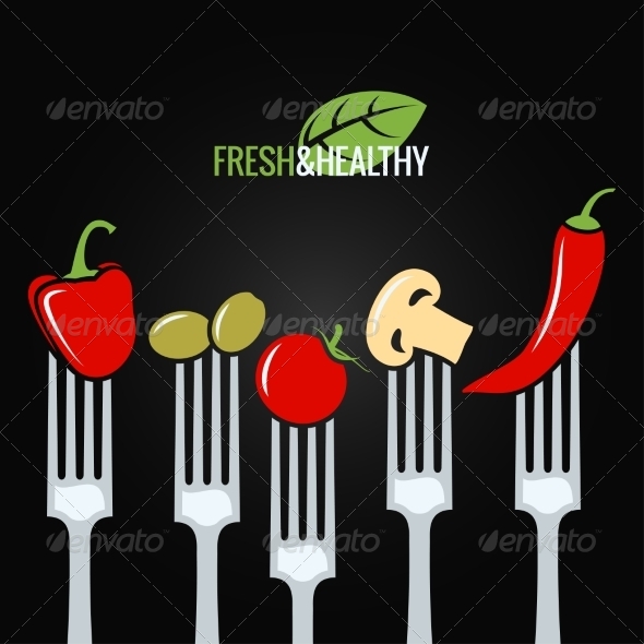 GraphicRiver Vegetables on Fork Food Design Menu Background 8737834 GraphicRiver Vegetables on Fork Food Design Menu Background 8737834