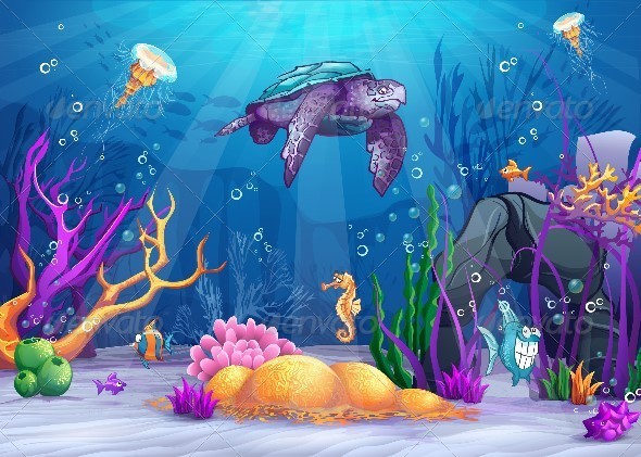 GraphicRiver Illustration of the Underwater World 8738995 GraphicRiver Illustration of the Underwater World 8738995