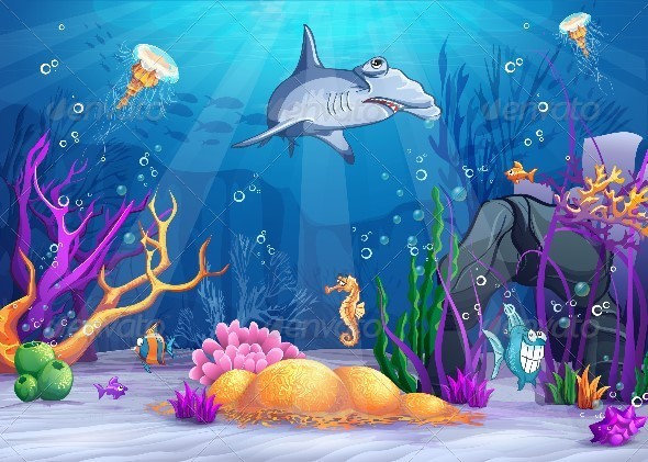 GraphicRiver Illustration of the Underwater World 8739030 GraphicRiver Illustration of the Underwater World 8739030