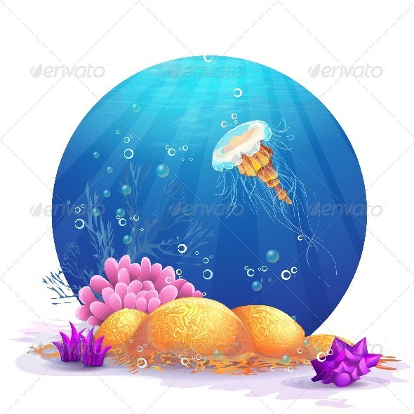 GraphicRiver Illustration of Underwater Rocks with Seaweed 8739081 GraphicRiver Illustration of Underwater Rocks with Seaweed 8739081