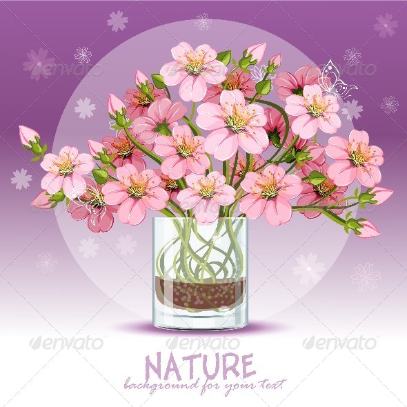 GraphicRiver Background with Cherry Blossom in a Glass 8739284 GraphicRiver Background with Cherry Blossom in a Glass 8739284