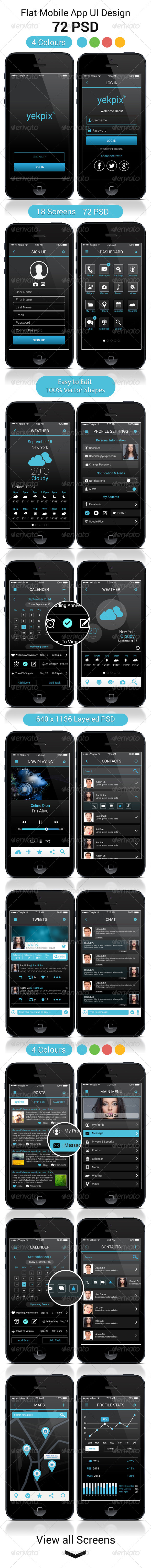GraphicRiver YekPix Flat Mobile App UI User Interfaces PSD 8714867 GraphicRiver YekPix Flat Mobile App UI User Interfaces PSD 8714867