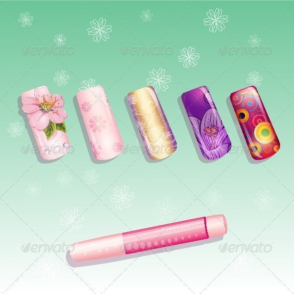 GraphicRiver Set of Fake Nails and a Bottle of Glue 8740163 GraphicRiver Set of Fake Nails and a Bottle of Glue 8740163
