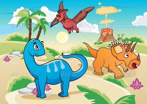 GraphicRiver Cartoon Dinosaurs 8741381 GraphicRiver Cartoon Dinosaurs 8741381
