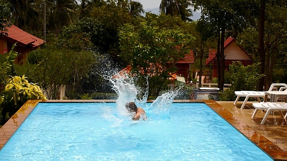 Jumping in Swimming Pool Slow Motion Jumping in Swimming Pool Slow Motion