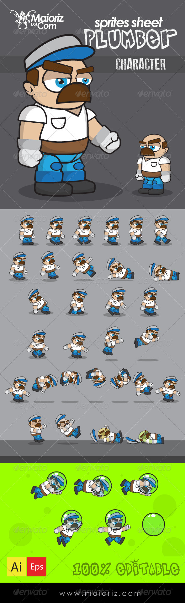 GraphicRiver Plumber Character Sprite Sheet 8745490 GraphicRiver Plumber Character Sprite Sheet 8745490