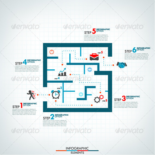 Infographic Process Template With Labyrinth Infographic Process Template With Labyrinth